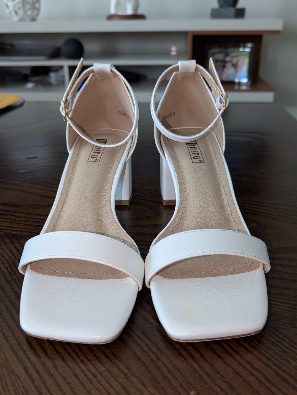 White Ankle-Strap Block Heel Sandals - Women - 8 - Picture 1 of 9